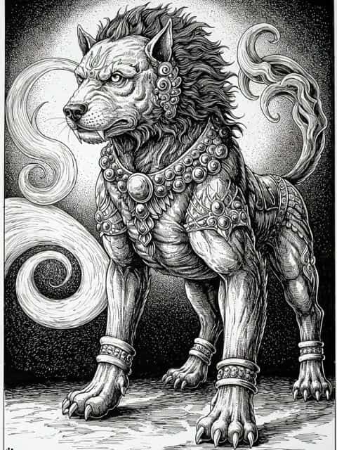 sharvara mythology dog topper petrage