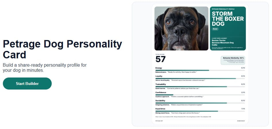 dog breed personality profile card petrage post